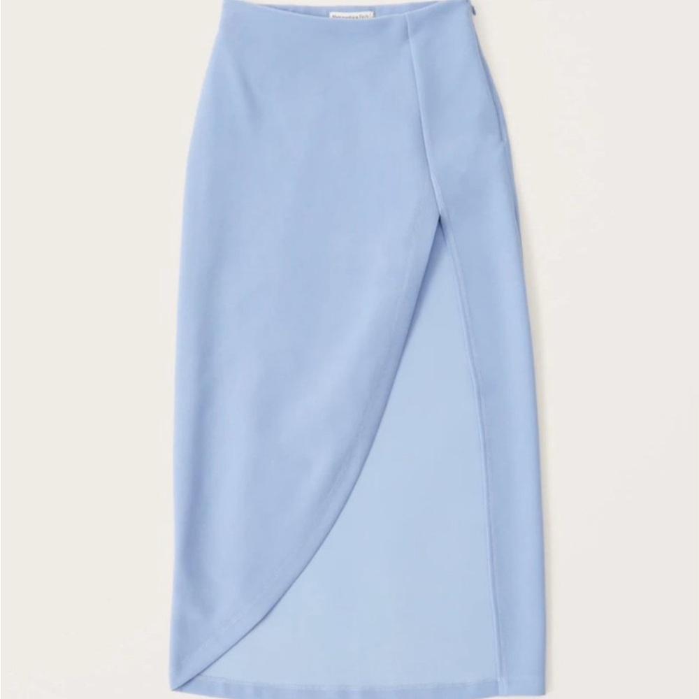 Light Blue Skirt with High Slit
